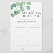 Papier Eucalyptus - Quel âge avait la mariée pour être (Devant)