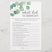 Papier Eucalyptus - Qu'est-ce que le marié a dit le jeu d (Devant)