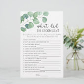 Papier Eucalyptus - Qu'est-ce que le marié a dit le jeu d (Debout devant)