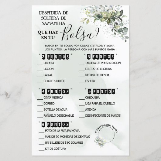 Papier Eucalyptus Qu'est-ce qu'il y a dans votre sac à do (Dos)