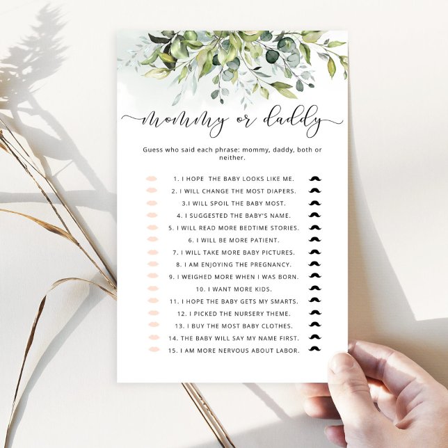 Papier Eucalyptus qui a dit ça maman ou papa jeu (Créateur téléchargé)