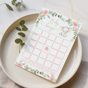 Papier Eucalyptus rose éléphant Baby jeu de bingo