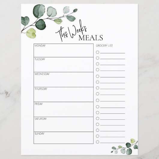 Papier Eucalyptus Script minimal Texte Planificateur de r (Devant)