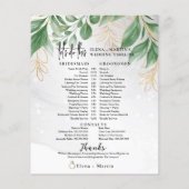 Papier Eucalyptus + Script Texte Mariage Jour Timeline (Dos)