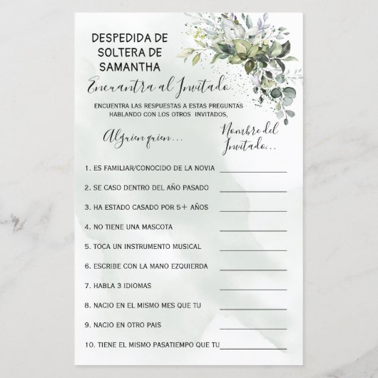 Papier Eucalyptus Trouver douche invité jeu bilingue (Dos)