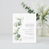 Papier Eucalyptus verdure 60e anniversaire fête Invitatio (Debout devant)
