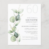 Papier Eucalyptus verdure 60e anniversaire fête Invitatio (Devant)