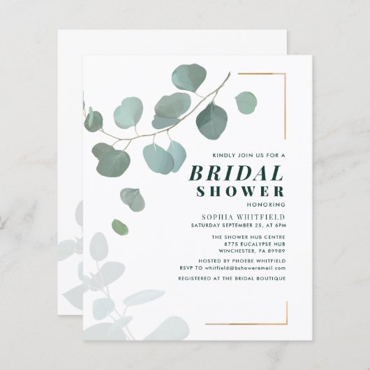 Papier Eucalyptus Verdure Fête des mariées succulente (Devant / Derrière)