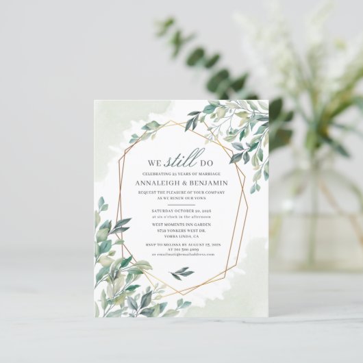 Papier Eucalyptus Verdure Mariage Vow Renouvellement Invi (Debout devant)