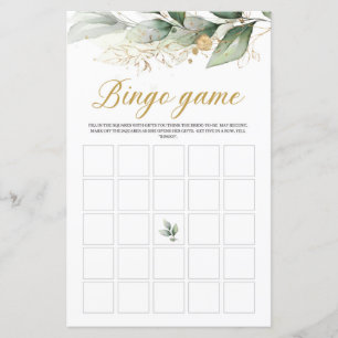 Papier Eucalyptus verdure nuptiale douche jeu de bingo