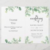 Papier Eucalyptus Verdure Script de mariage floral (Devant)