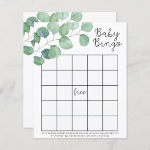 Papier Eucalyptus vert - Baby shower jeu de bingo