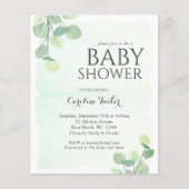 Papier Eucalyptus Vert Budget Baby shower Invitation (Devant)
