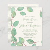 Papier Eucalyptus Vert Élégant Budget Douche Couple (Devant / Derrière)