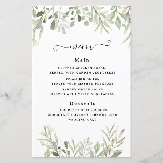 Papier Eucalyptus Vert Mariage simple (Devant)