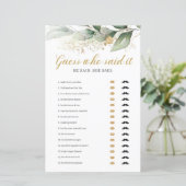 Papier Eucalyptus vert or devine qui a dit le jeu (Debout devant)