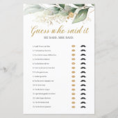 Papier Eucalyptus vert or devine qui a dit le jeu (Devant)