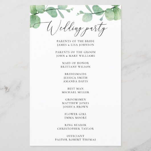 Papier Eucalyptus Wedding Program | Outdoor Botanical (Dos)