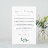 Papier Eucalyptus Wedding Welcome Bag Letter (Debout devant)