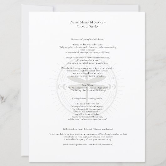 Papier Eulologie officielle païenne personnalisée (Devant)