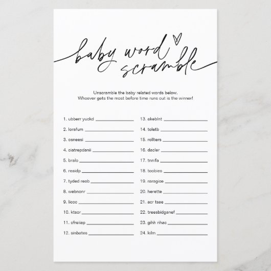 Papier EVERLEIGH Jeu de mots mêlés pour bébé (Devant)