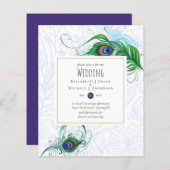 Papier Exotic PEACOCK Feather Mariage Inviter BUDGET (Devant / Derrière)
