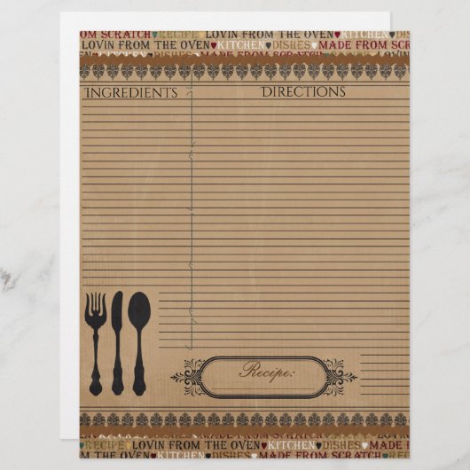 Papier Fabriqué à partir de l'insertion de la recette Scr (Devant / Derrière)