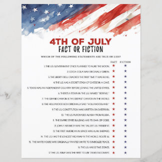 Papier Fact ou fiction 4 juillet jeu de parti