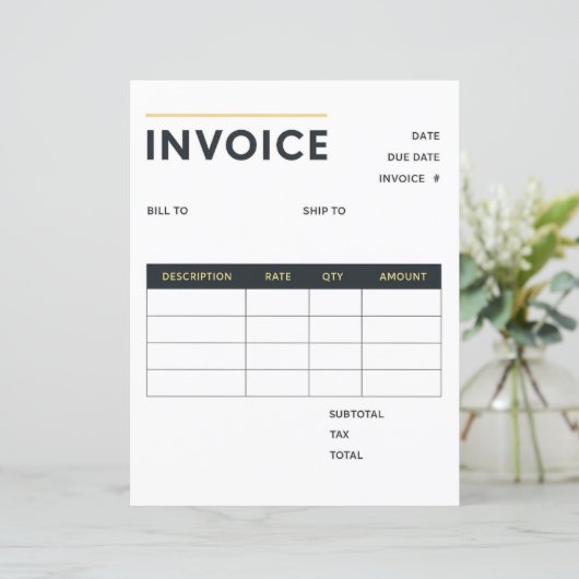 Papier Facture commerciale minimaliste moderne (Debout devant)