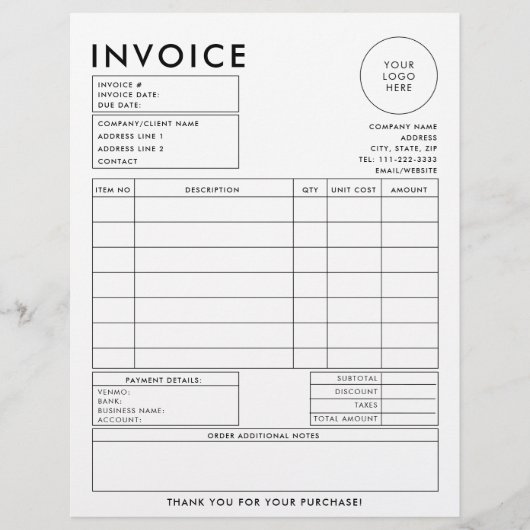 Papier Facture modifiable simple et simple (Devant)