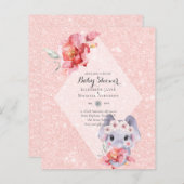 Papier FAIBLE BUDGET Elephant BÉBÉ Invitation DE DOUCHE D (Devant / Derrière)