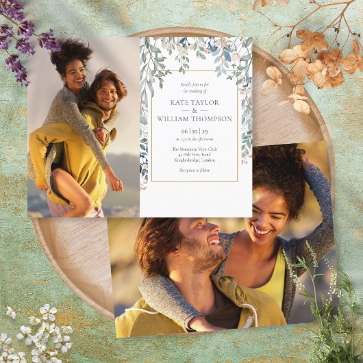 Papier Faire des photos de feuillage floral pour invitati