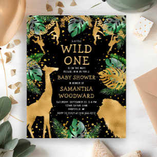 Papier Faire du Safari Bébé Shower Invitation Noir Or