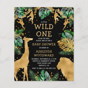 Papier Faire du Safari Bébé Shower Invitation Noir Or