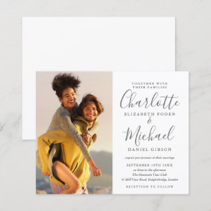 Papier Faire Imprimer une Invitation de Mariage Grise et