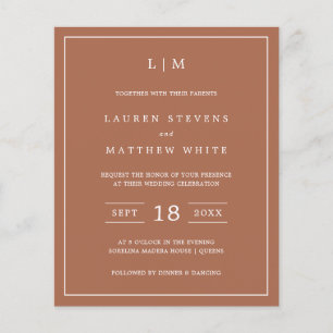 Papier Faire invitation de mariage budget en terre cuite