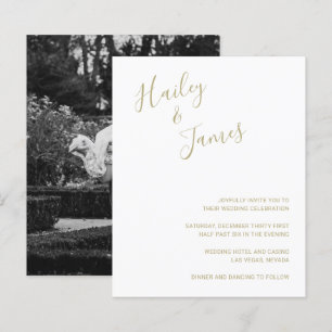 Papier Faire invitation de mariage photo en or élégant et