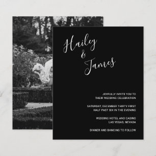 Papier Faire invitation de mariage photo noir élégant et