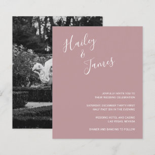 Papier Faire invitation de mariage photo Rose Poussiéreus