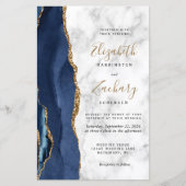 Papier Faire Mariage Bleu Nuit Agate Marbre (Devant)