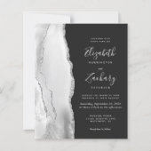 Papier Faire Mariage Code QR Gris Argent Agate Sombre (Devant)