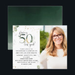Papier Faire paraître 50 ans sous son meilleur jour Invit<br><div class="desc">Atteindre la cinquantaine est une réalisation incroyable et cela mérite d'être célébré avec style ! L'invitation Making 50 Look Good Gold Green Botanical Photo Birthday est le moyen idéal pour faire exactement cela. Cette invitation élégante et moderne présente un magnifique design botanique à l'aquarelle verte avec des éclaboussures de faux...</div>