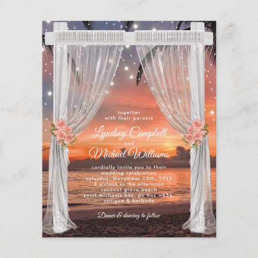 Papier Faire-part d'arche de mariage au coucher du soleil (Devant)