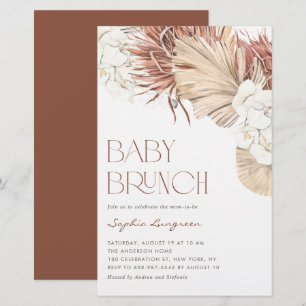 Papier Faire-part de Baby Brunch Boho Palmier Séché et Or