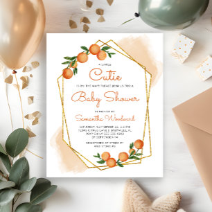Papier Faire-part de Baby Shower Bébé Mignon Rayé Orange