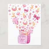 Papier Faire-part de Baby Shower Fille Boîte Rose Surpris (Dos)