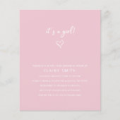 Papier Faire-part de Baby Shower Fille Rose Moderne Fille (Devant)