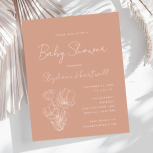 Papier Faire-part de Baby Shower Floral Boho sur fond Ter