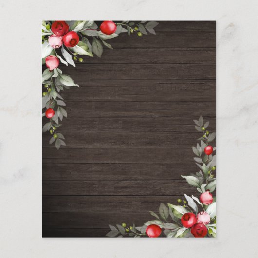 Papier Faire-part de Baby Shower hivernal rustique et lum (Dos)