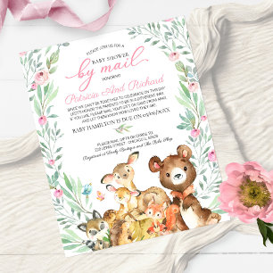 Papier Faire-part de Baby Shower par courrier à petit bud